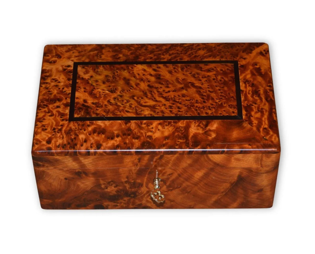 Moroccan Thuya Burl Jewelry Box with Removable Organizer