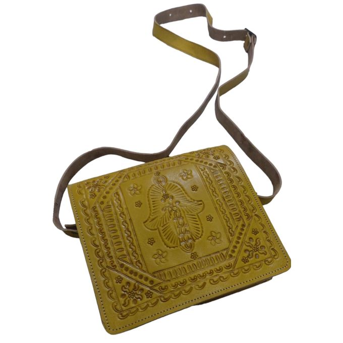 Handcrafted Moroccan Embossed Leather Crossbody Bag