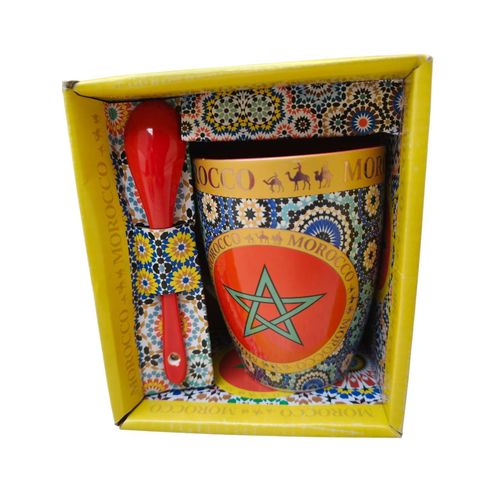 Moroccan Zellige Ceramic Mug Gift Set – Moroccan Flag Design