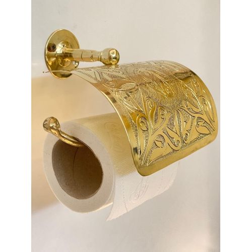Handcrafted Moroccan Engraved Brass Toilet Paper Holder