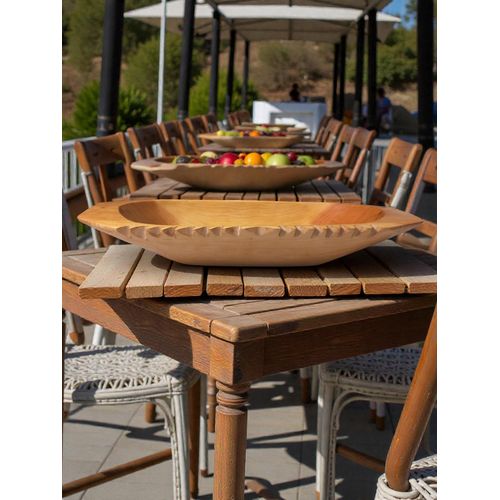 Handcrafted Moroccan Thuya Wood Serving Bowl – Carved Artisan Centerpiece