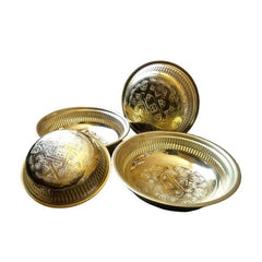 Set of 4 Hand-Engraved Moroccan Brass Bowls – Golden Finish