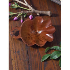Handcrafted Moroccan Wooden Serving Bowl – Sculptural Leaf-Shaped Artisan Piece
