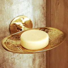 Handcrafted Moroccan Engraved Brass Soap Dish – Gold Finish