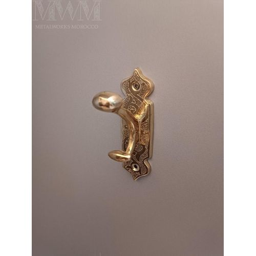 Handcrafted Moroccan Engraved Brass Wall Hook