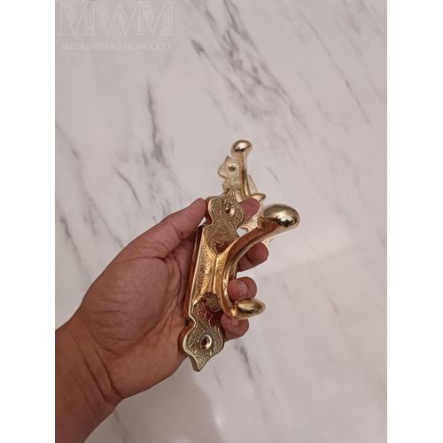 Handcrafted Moroccan Engraved Brass Wall Hook