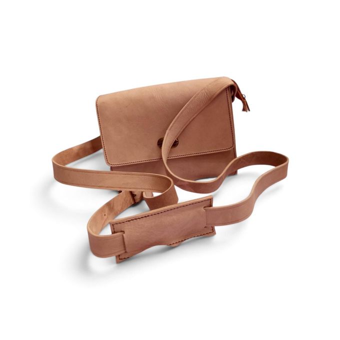 Handcrafted Moroccan Genuine Leather Crossbody Bag – Light Brown