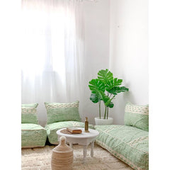 One-of-a-Kind Moroccan Berber Floor Sofa Set — Sage Green Kilim