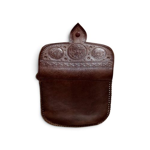 Handcrafted Moroccan Genuine Leather Crossbody Bag – Classic Tooled Design