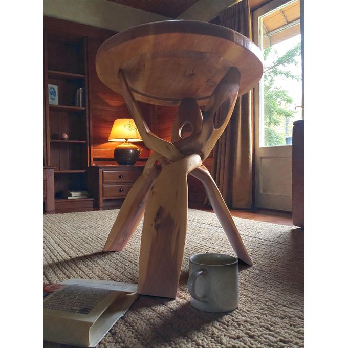Handcrafted Moroccan Juniper Wood Side Table – 41 × 35 cm