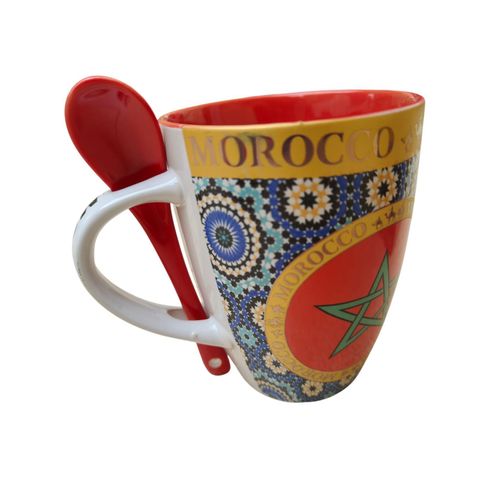 Moroccan Zellige Ceramic Mug Gift Set – Moroccan Flag Design