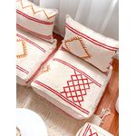 Handcrafted Moroccan Kilim Floor Sofa Set — Red & Ochre Geometric Design