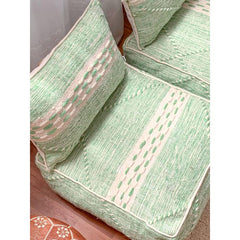 One-of-a-Kind Moroccan Berber Floor Sofa Set — Sage Green Kilim