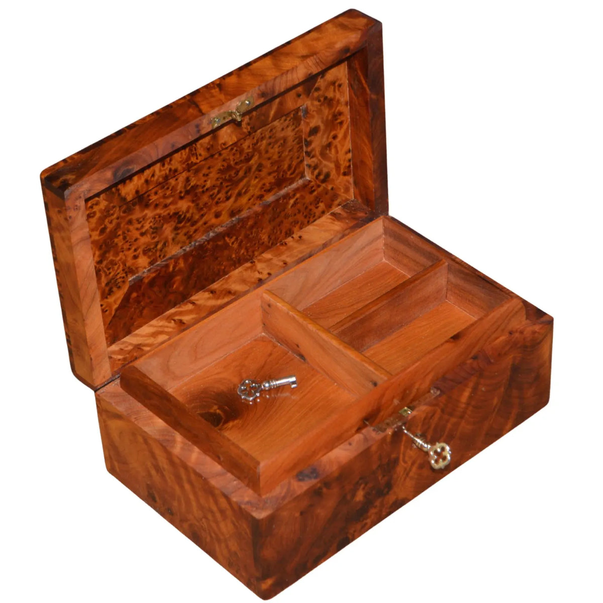 Moroccan Thuya Burl Jewelry Box with Removable Organizer