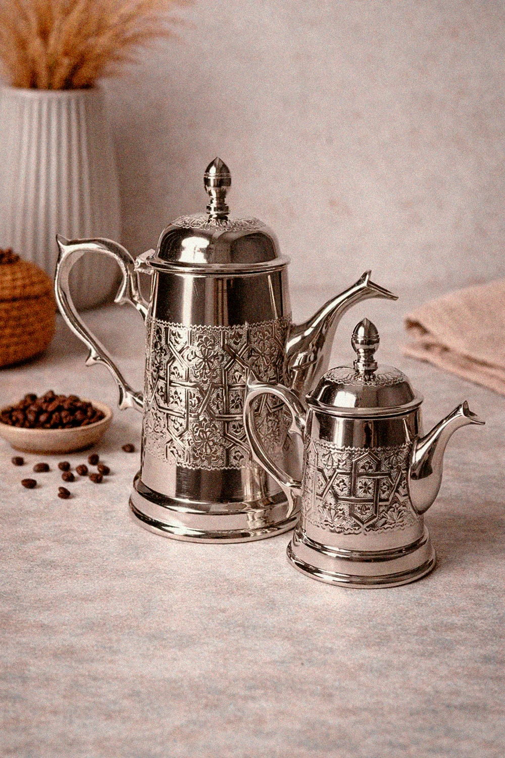 Handcrafted Moroccan Silver-Plated Brass Teapot — 250ml, 500ml & 1L
