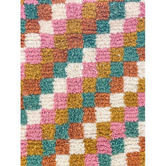 Handwoven Moroccan Checkered Wool Rug — Multicolor