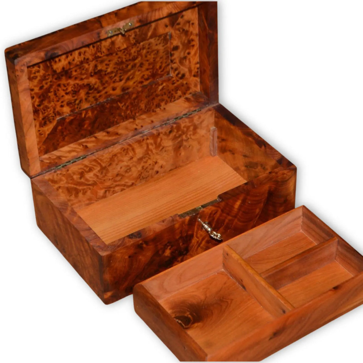 Moroccan Thuya Burl Jewelry Box with Removable Organizer
