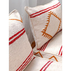 Handcrafted Moroccan Kilim Floor Sofa Set — Red & Ochre Geometric Design