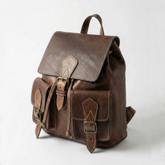 Full-Grain Moroccan Leather Backpack — Handcrafted Heritage Rucksack