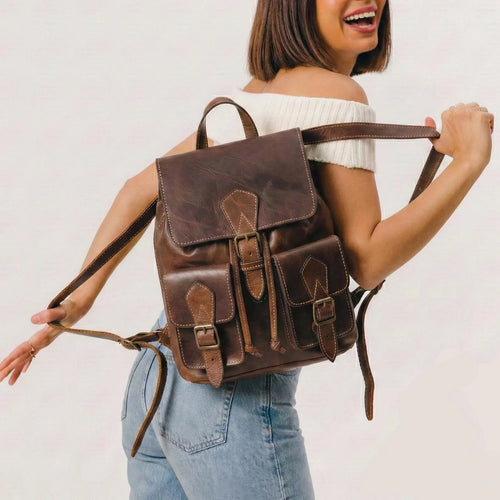 Full-Grain Moroccan Leather Backpack — Handcrafted Heritage Rucksack