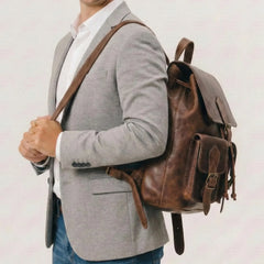 Full-Grain Moroccan Leather Backpack — Handcrafted Heritage Rucksack