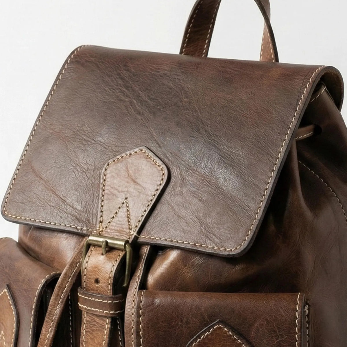 Full-Grain Moroccan Leather Backpack — Handcrafted Heritage Rucksack