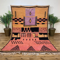 Handwoven Moroccan Boujaad Wool Rug – Abstract Amazigh Design