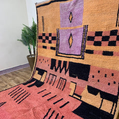 Handwoven Moroccan Boujaad Wool Rug – Abstract Amazigh Design