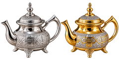 Traditional Moroccan Engraved Teapot – Silver or Two-Tone | 300 ml–1 L