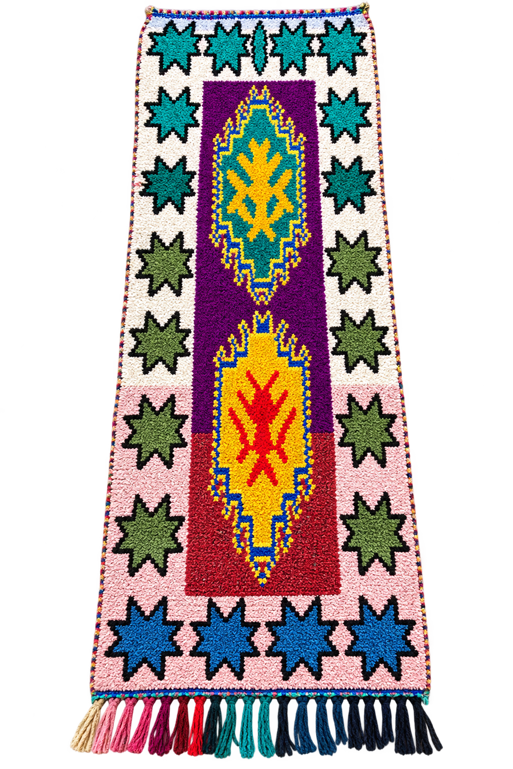 Handwoven Moroccan Runner Rug – Colorful Amazigh Geometric Design