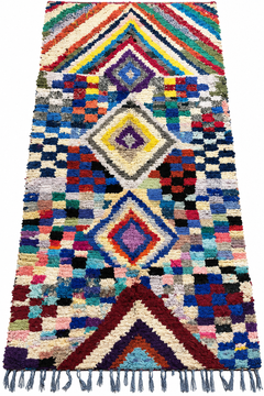 One-of-a-Kind Moroccan Boucherouite Rug – Colorful Handwoven Berber Rug – 226 × 106 cm
