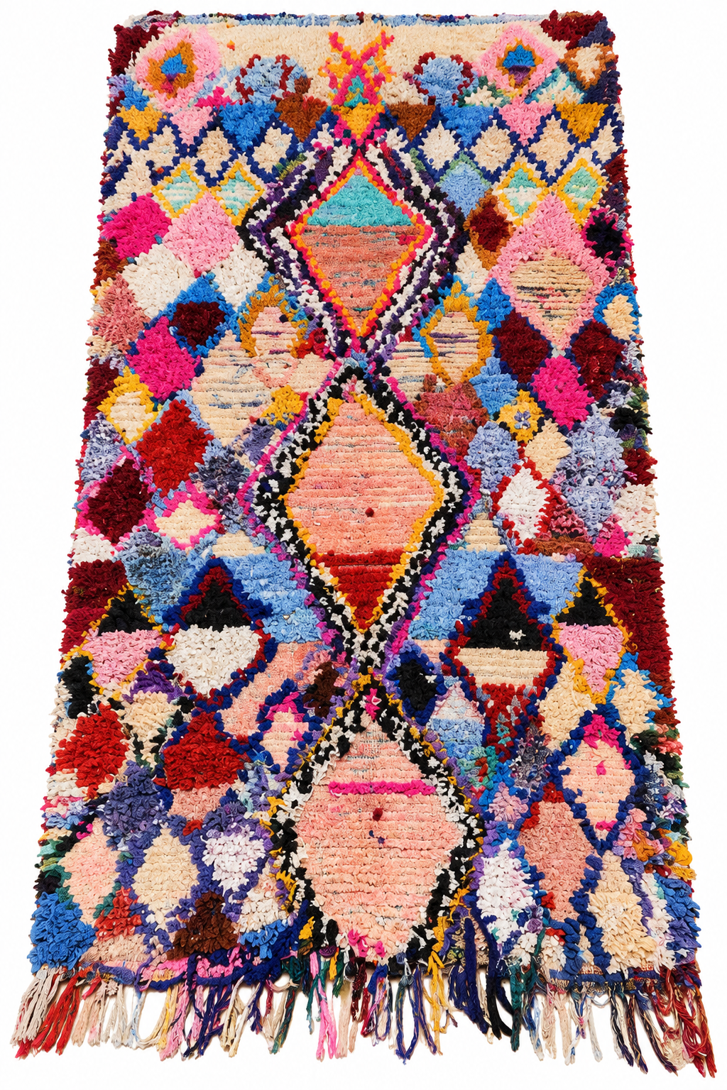 One-of-a-Kind Moroccan Boucherouite Rug – Colorful Handwoven Berber Rug – 203 × 96 cm
