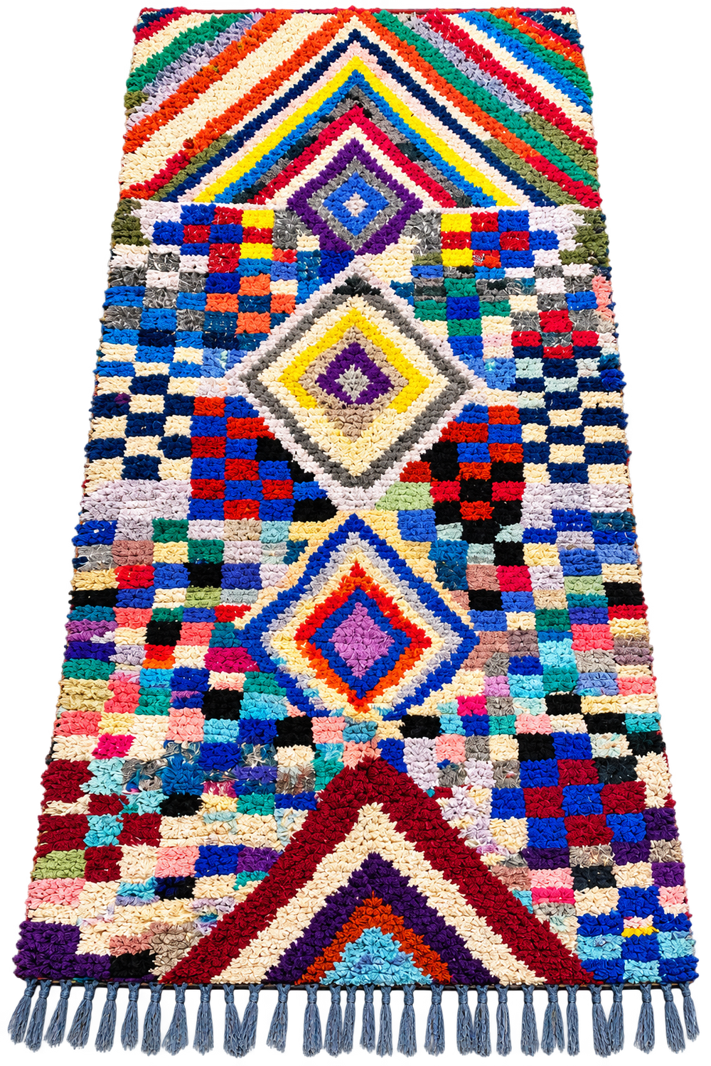 One-of-a-Kind Moroccan Boucherouite Rug – Colorful Handwoven Berber Rug – 226 × 106 cm