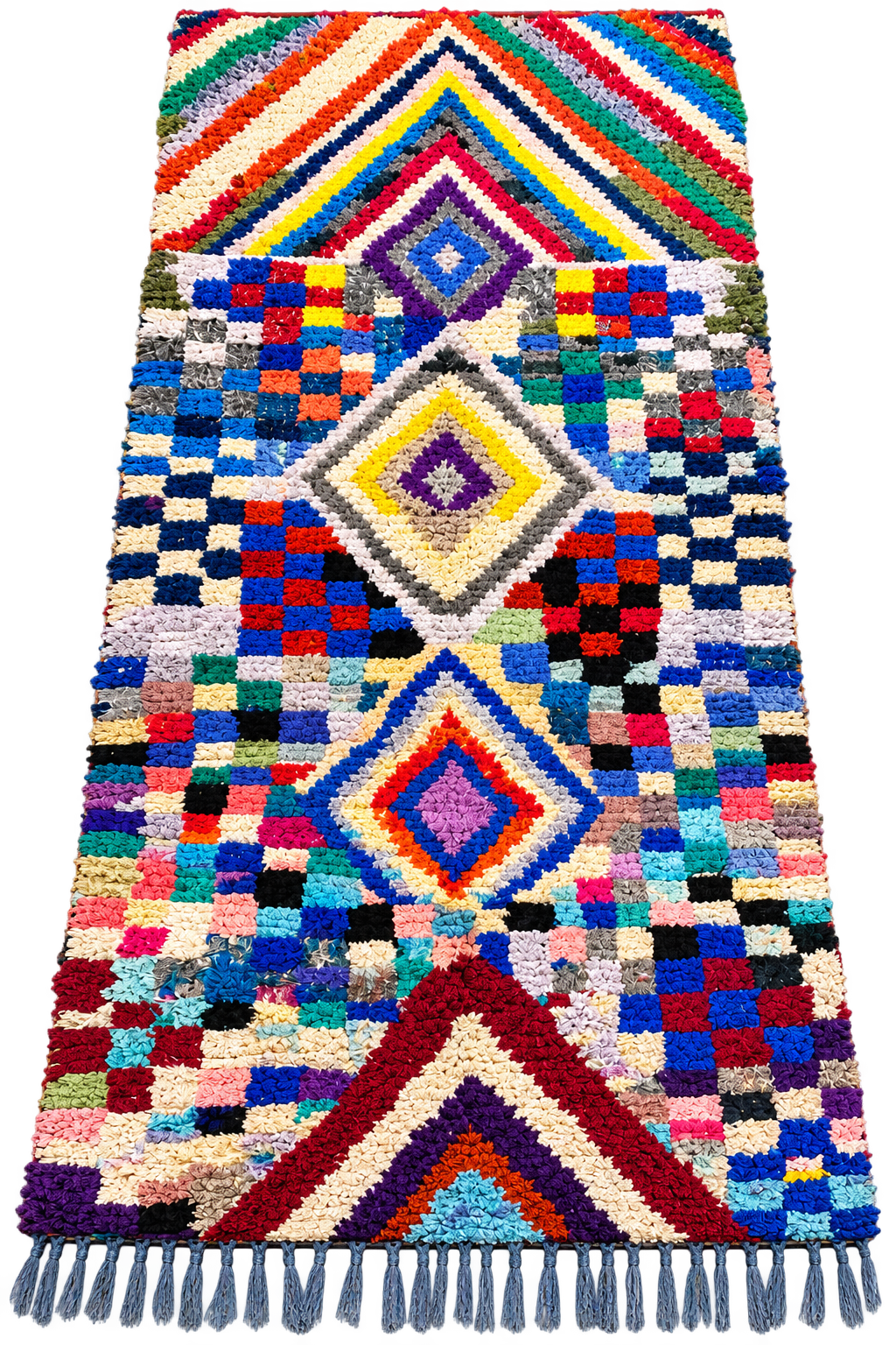 One-of-a-Kind Moroccan Boucherouite Rug – Colorful Handwoven Berber Rug – 226 × 106 cm
