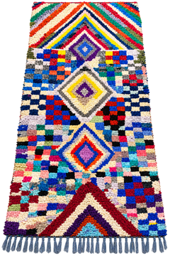 One-of-a-Kind Moroccan Boucherouite Rug – Colorful Handwoven Berber Rug – 226 × 106 cm