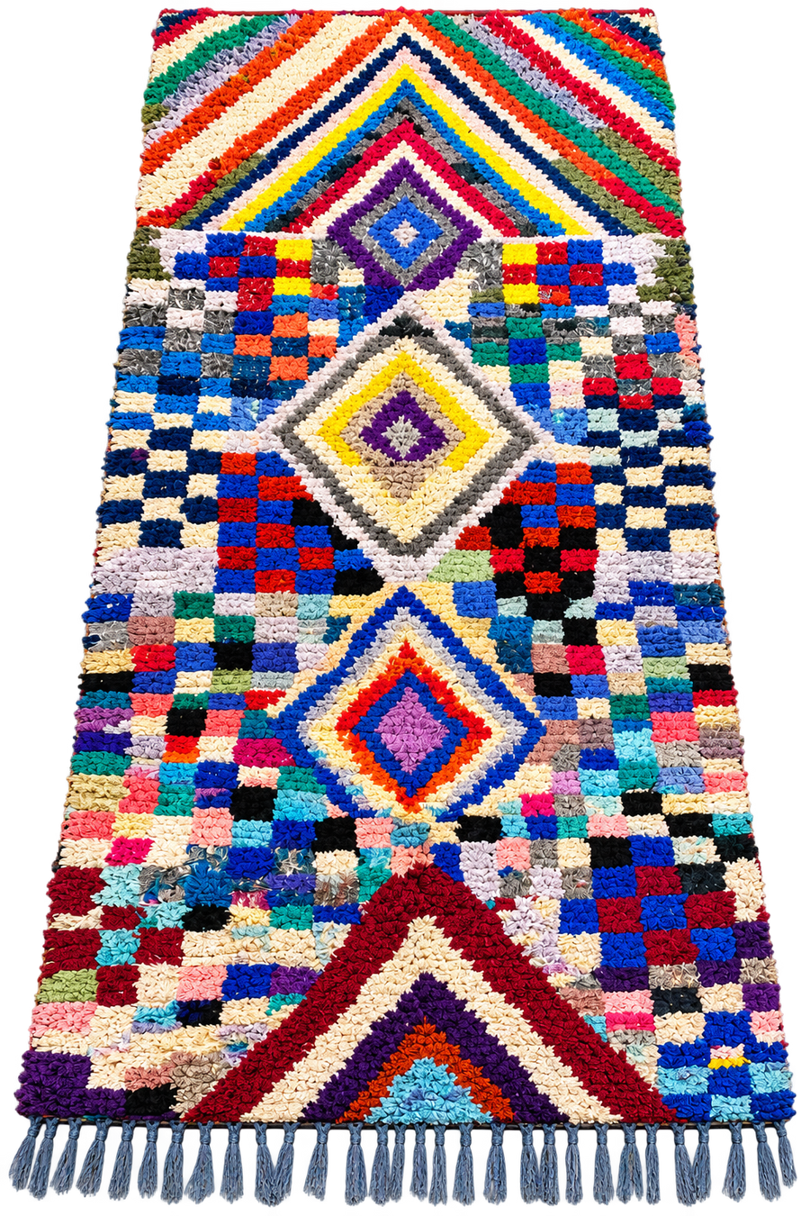 One-of-a-Kind Moroccan Boucherouite Rug – Colorful Handwoven Berber Rug – 226 × 106 cm
