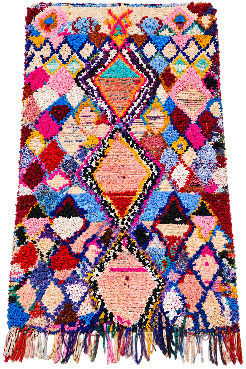 One-of-a-Kind Moroccan Boucherouite Rug – Colorful Handwoven Berber Rug – 203 × 96 cm