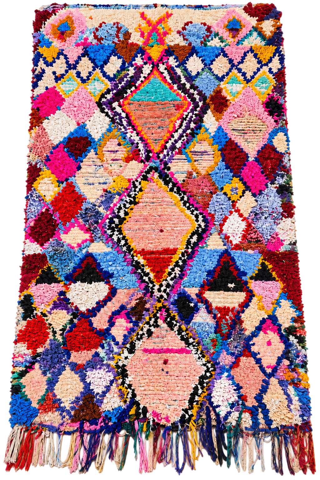 One-of-a-Kind Moroccan Boucherouite Rug – Colorful Handwoven Berber Rug – 203 × 96 cm