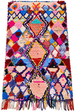 One-of-a-Kind Moroccan Boucherouite Rug – Colorful Handwoven Berber Rug – 203 × 96 cm