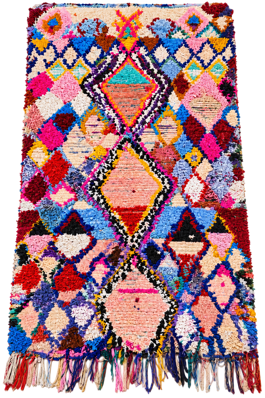 One-of-a-Kind Moroccan Boucherouite Rug – Colorful Handwoven Berber Rug – 203 × 96 cm