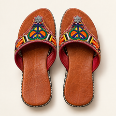 Handcrafted Moroccan Amazigh Leather Sandals – Embroidered & Customizable