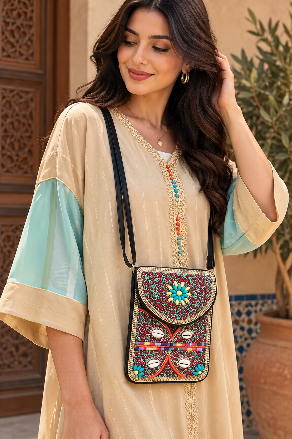 Handcrafted Moroccan Beaded Crossbody Bag – 4 Artisan Designs