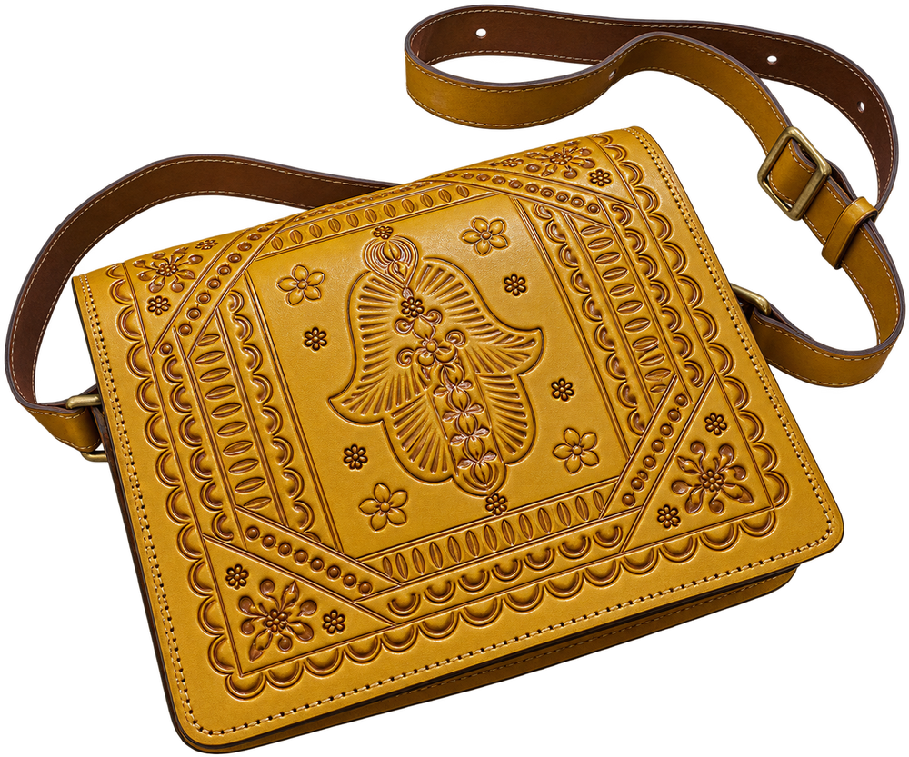 Handcrafted Moroccan Embossed Leather Crossbody Bag