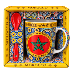 Moroccan Zellige Ceramic Mug Gift Set – Moroccan Flag Design