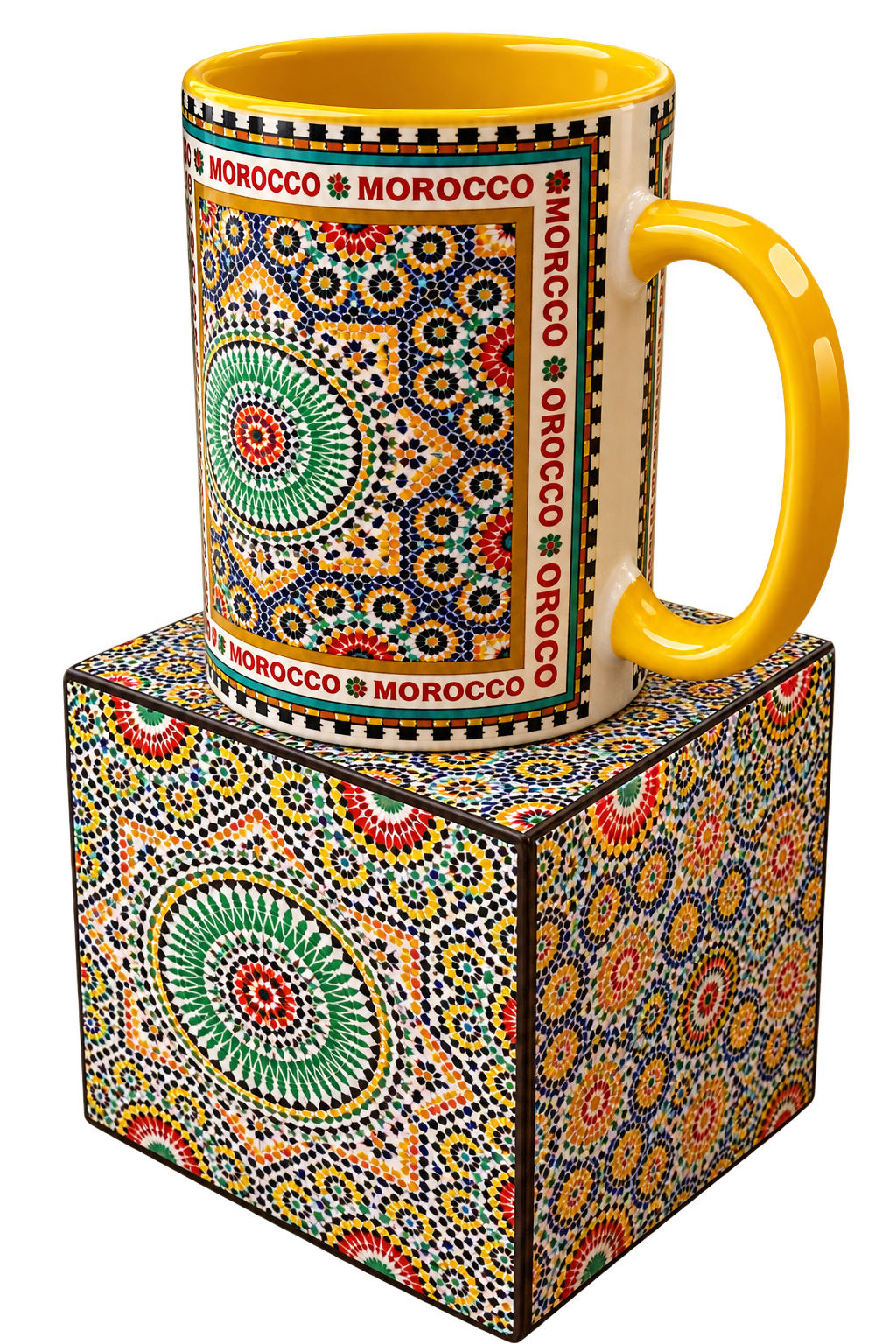 Personalized Moroccan Zellige Ceramic Mug – Multicolor Design