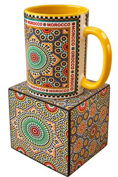 Personalized Moroccan Zellige Ceramic Mug – Multicolor Design