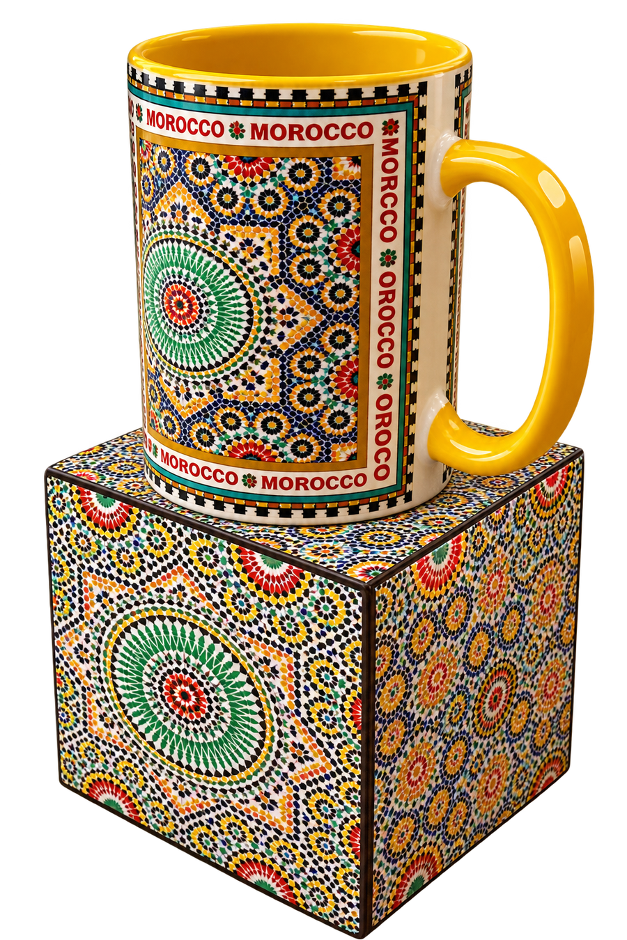 Personalized Moroccan Zellige Ceramic Mug – Multicolor Design