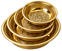 Set of 4 Hand-Engraved Moroccan Brass Bowls – Golden Finish