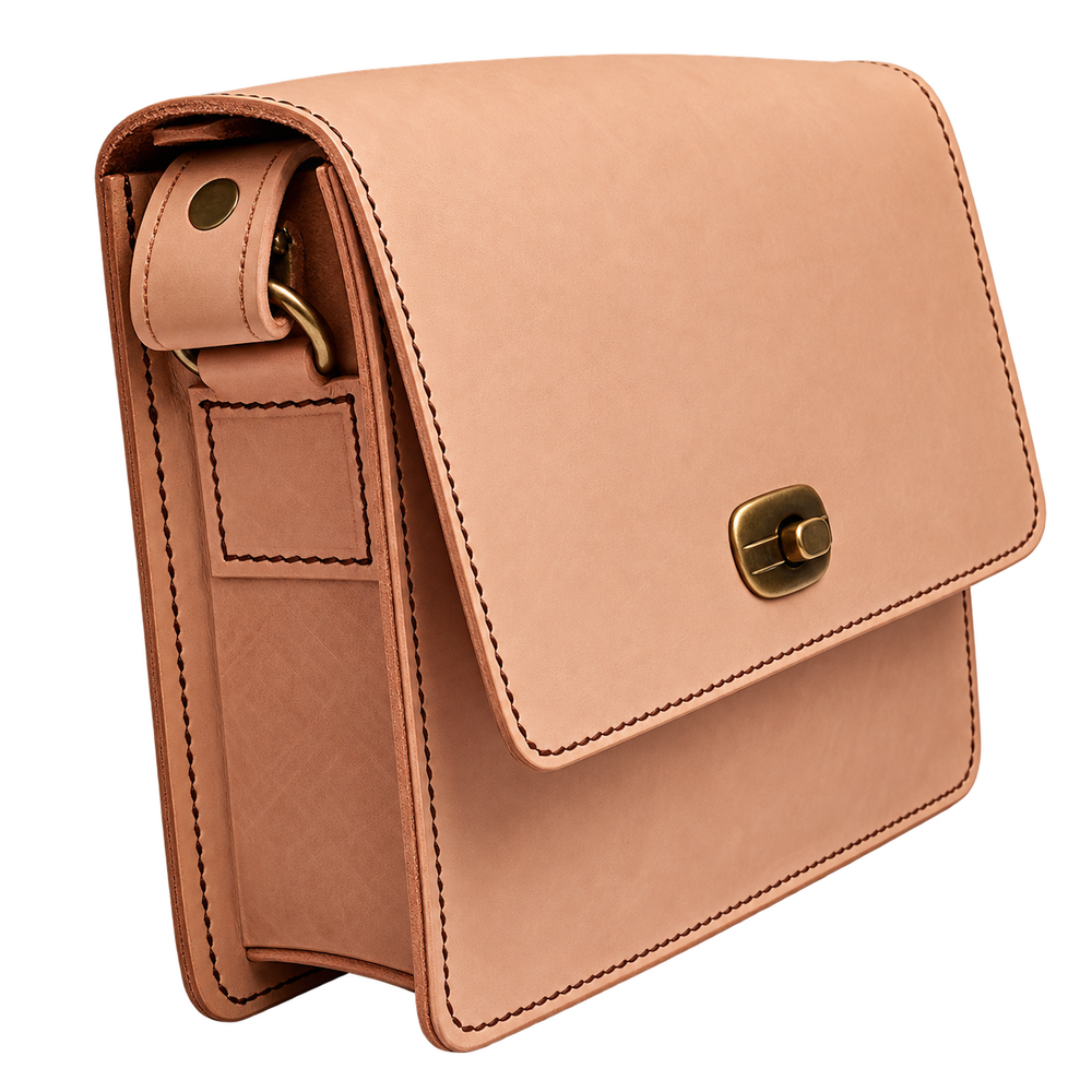 Handcrafted Moroccan Genuine Leather Crossbody Bag – Light Brown
