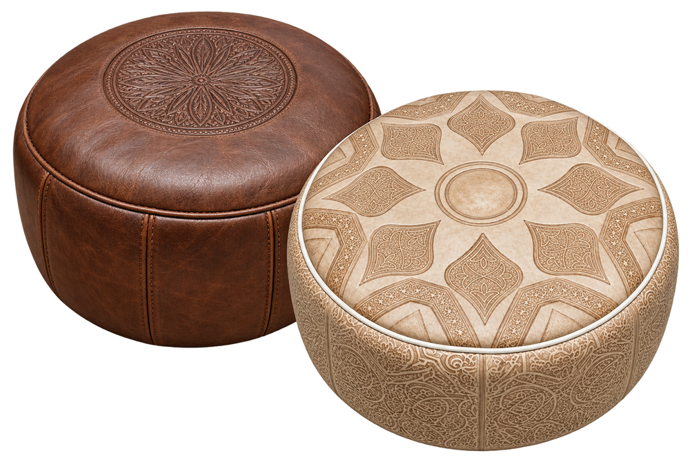 Handcrafted Moroccan Leather Pouf Cover